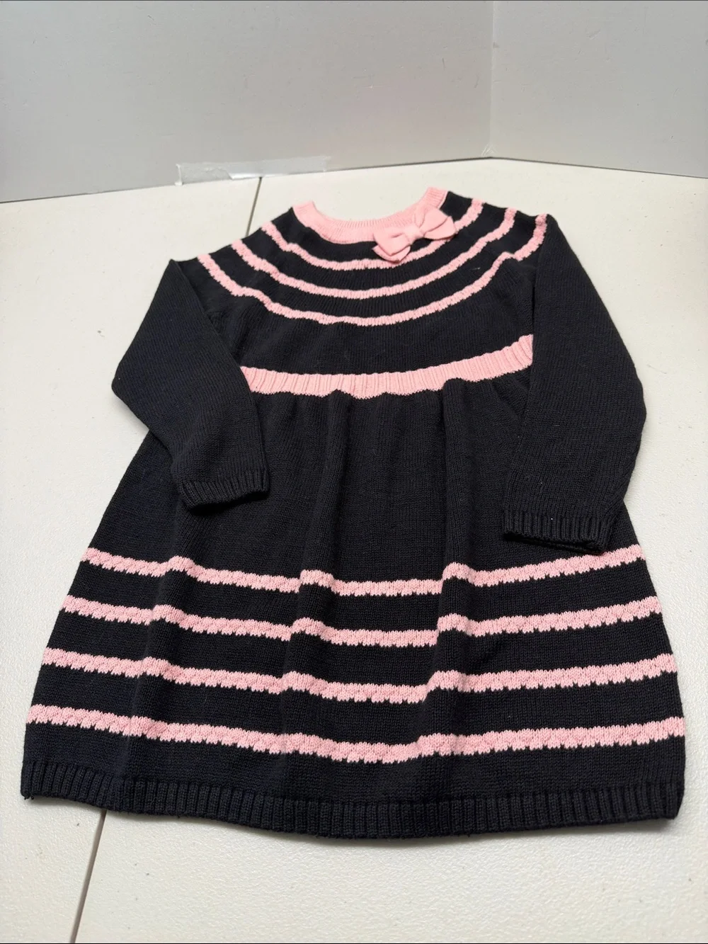 Gymboree Black and Pink Striped Knit Dress with Bow. Size 2T NWOT and 5T NWT